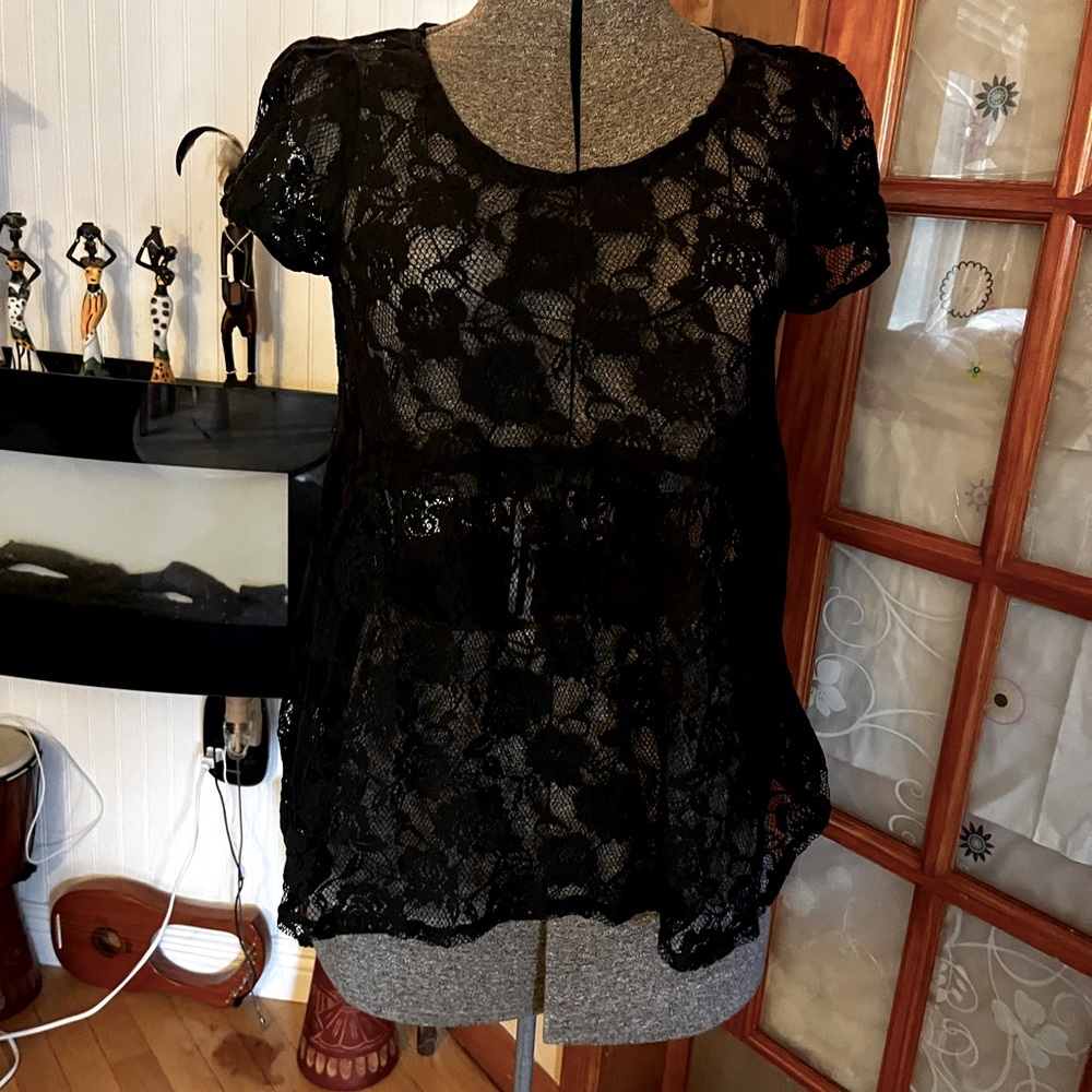 A BYER lace babydoll cover top